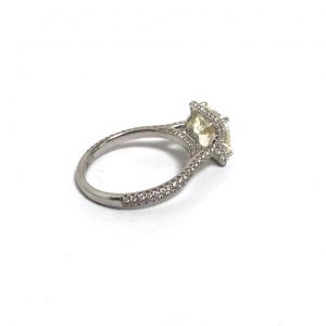 3.02 Carat Asscher Cut Light Yellow VVS Diamond Ring