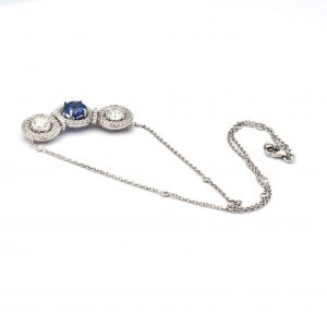 18 Karat Gold Necklace with Sapphire and White Diamond