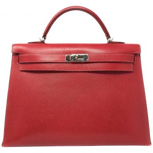Hermes Kelly 40cm Red Bufflao Leather Bag