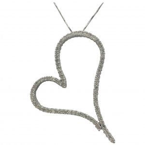 Diamond heart shaped paved pendant 2.02 carats in 14K White Gold