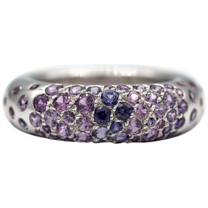 Chaumet Blue and Purple 18 Karat White Gold Ring with 2 Carat Sapphires