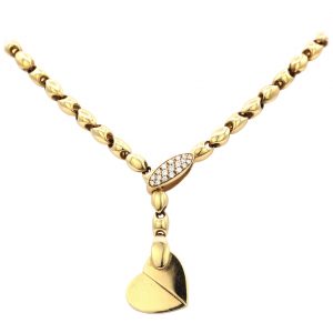 Piaget 18 Karat Yellow Gold Diamond Deformation Heart Motif Necklace