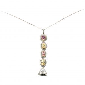 Multicolored Diamonds in 18 Karat Pendant or Necklace