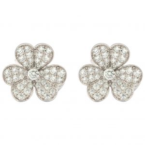 Van Cleef & Arpels Frivole Earrings with White Diamonds and 18 Karat White Gold