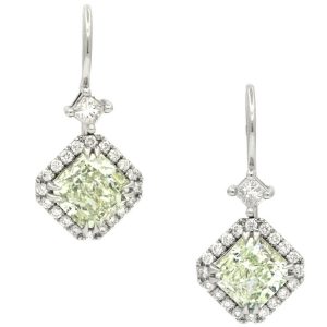 GIA 2.77 Carat Natural Green Diamond Earrings