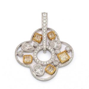 white and yellow Diamond set Pendant by Silhouette jewels 18k Gold