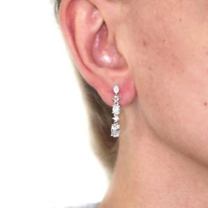 3.48 Carat Diamond Stud Dangling Earrings 18 Karat White Gold