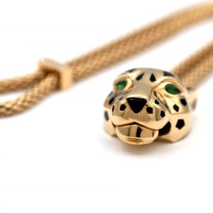 Panthère De Cartier Bracelet 18 Karat Gold with Diamonds and Tsavorite Garnets