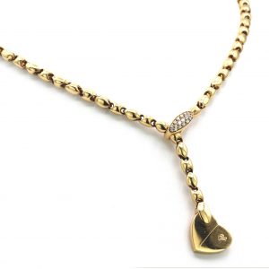 Piaget 18 Karat Yellow Gold Diamond Deformation Heart Motif Necklace