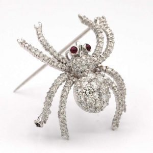 18 Karat White Gold Diamond Spider Brooch Pin