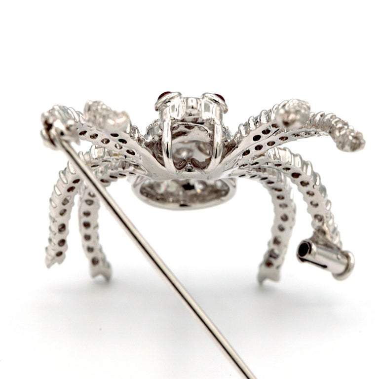 18 Karat White Gold Diamond Spider Brooch Pin - Upper-Luxury