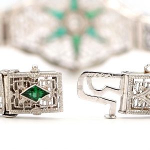 Victorian Green Emerald and White Diamond Bracelet