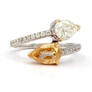 GIA Certified Yellow and White Diamond Ring