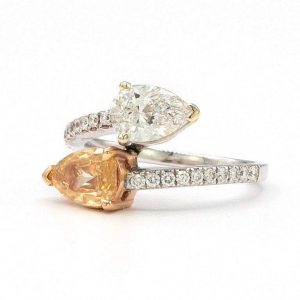 GIA Certified Yellow and White Diamond Ring