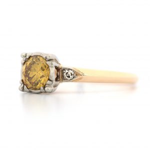 GIA Certified 0.77 Carat Yellow Diamond Vintage Engagement Ring