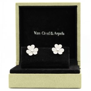 Van Cleef & Arpels Frivole Earrings with White Diamonds and 18 Karat White Gold