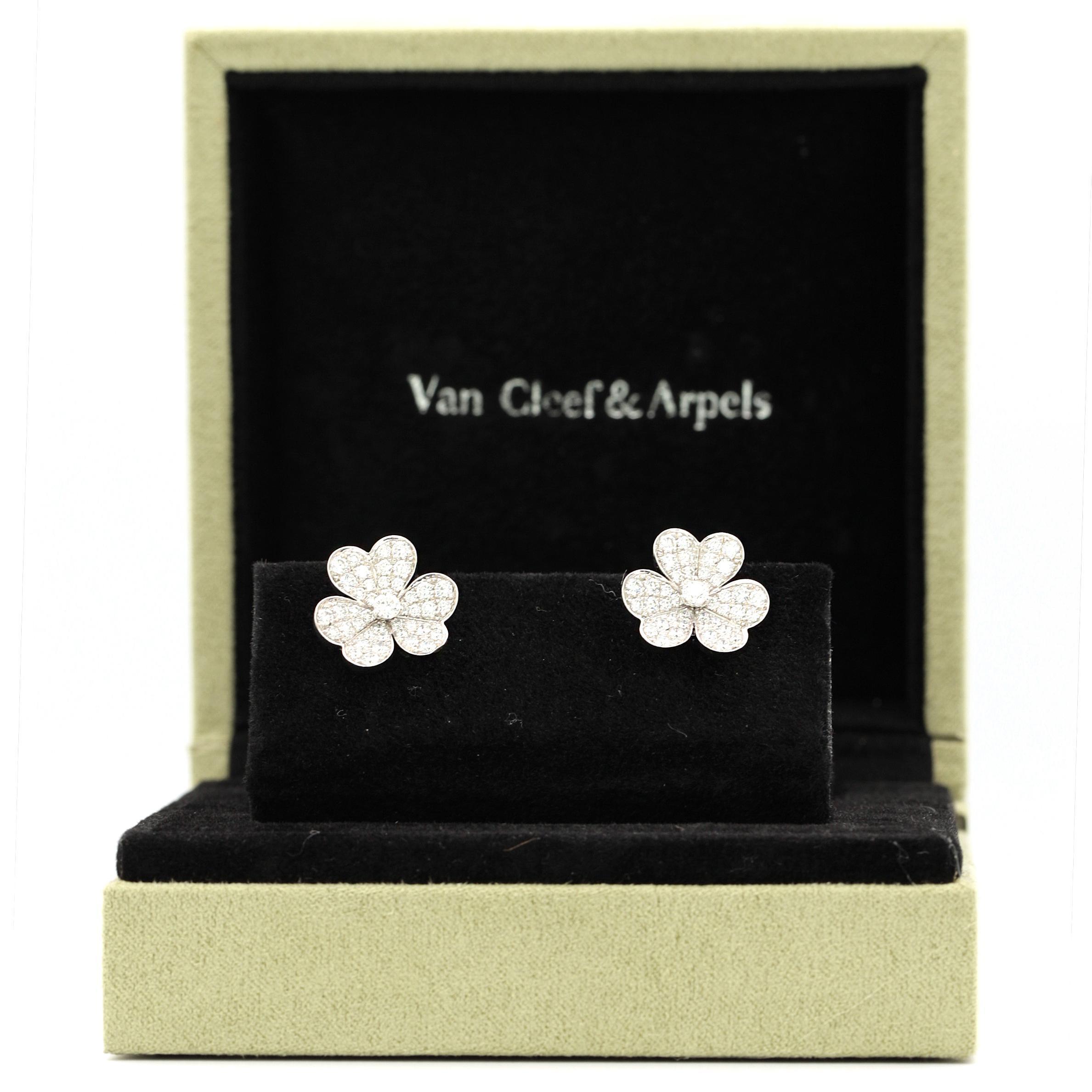 Van Cleef & Arpels Frivole Earrings with White Diamonds and 18 Karat ...