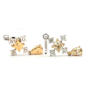 18 Karat Gold Drop Diamond Earrings