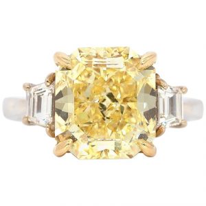 GIA Certified 6.01 Carat Radiant Fancy Intense Yellow Diamond Ring