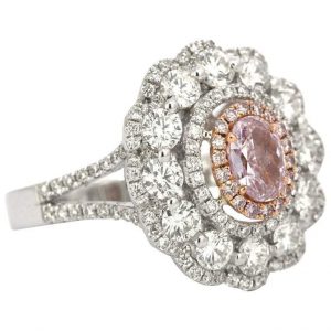 GIA Certified 0.58 Carat Fancy Purple Pink Diamond Ring