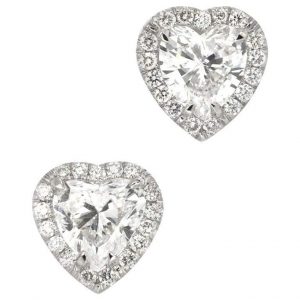 GIA Certified 2.02 Carat Heart Shape Diamond Earrings