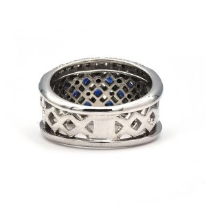 Sapphire and White Diamond Ring in 14 Karat White Gold