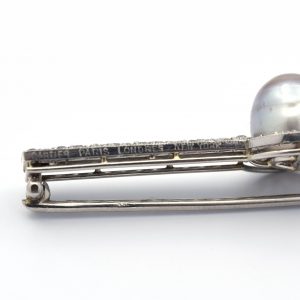 Cartier Art Deco Natural Pearl and Diamond Pin Brooch