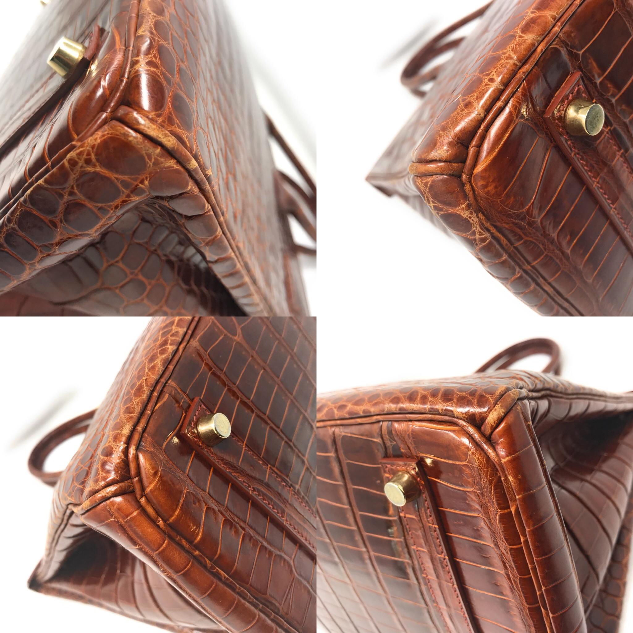 Birkin 35 crocodile handbag Hermès Brown in Crocodile - 25000120