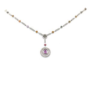 Diamond and Color Sapphire Necklace