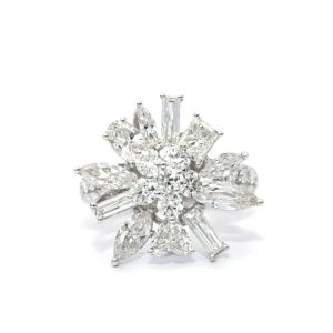ODELIA Diamond Flower Ring 18k White Gold and mix shape White diamonds size 6