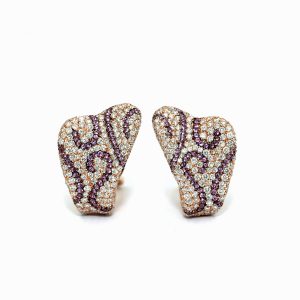 18 Karat Rose Gold Palmiero Diamond and Sapphire Earrings