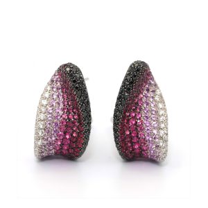 18 Karat Palmiero Diamond, Ruby and Sapphire Earrings