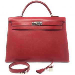 Hermes Kelly 40cm Red Bufflao Leather Bag