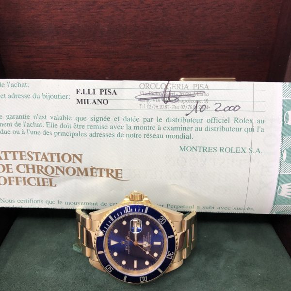 ROLEX SUBMARINER YELLOW GOLD 116618 BL - The Jewels of Beverly Hills