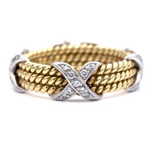 Tiffany & Co. Schlumberger Three Section Diamond and Rope Band