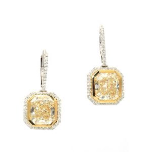 GIA Certified 10 Carat Canary Fancy Yellow Diamond Earrings