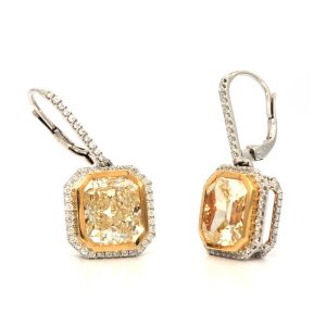 GIA Certified 10 Carat Canary Fancy Yellow Diamond Earrings