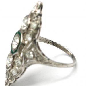 Fine Art Deco Emerald and Diamond Ring