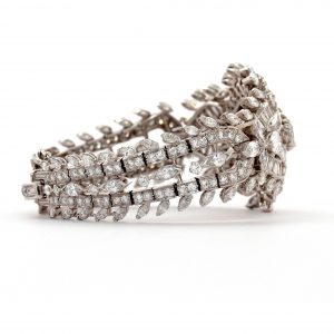 Platinum Vintage Bracelet with Approx 25 Carat of White Diamonds
