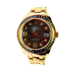 Rolex Oyster Perpetual Gold  Pearlmaster Masterpiece  Multicolored Sapphires