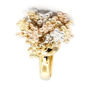 Gold flower bouquet ring. 14k tri color Gold,  flower ring, flower, Floral