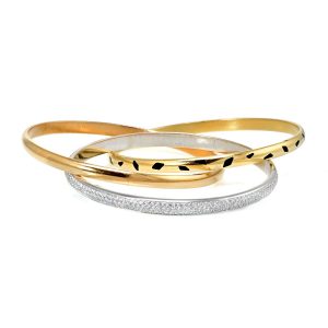 Cartier Trinity Panthere spotted 18K Yellow Gold Diamond Slip on Bangle