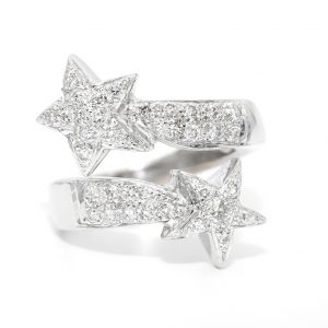 Double Star Estrela Dupla Diamond and White Gold Ring