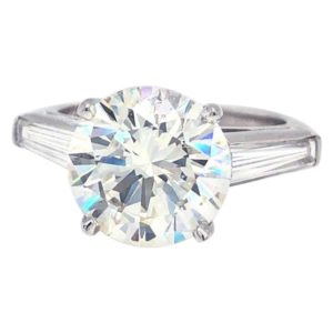 GIA Certified 4.03 Carat Round Brilliant Cut Diamond in Platinum Ring