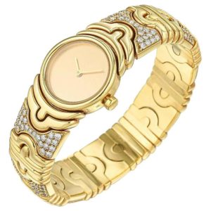 Bulgari Parentesi BJ-01 Sterile Dial 18 Karat Yellow Gold Diamond Wristwatch