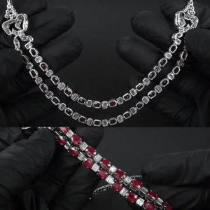 Ruby and Diamond Necklace 18K White Gold