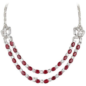 Ruby and Diamond Necklace 18K White Gold
