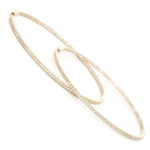 In and Out 3.89 Carat Diamond Hoop Earrings in 14K Yellow Gold