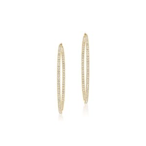 In and Out 3.89 Carat Diamond Hoop Earrings in 14K Yellow Gold