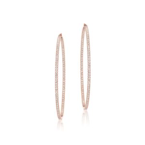 In and Out 3.12 Carat Diamond Hoop Earrings in 14K Rose Gold